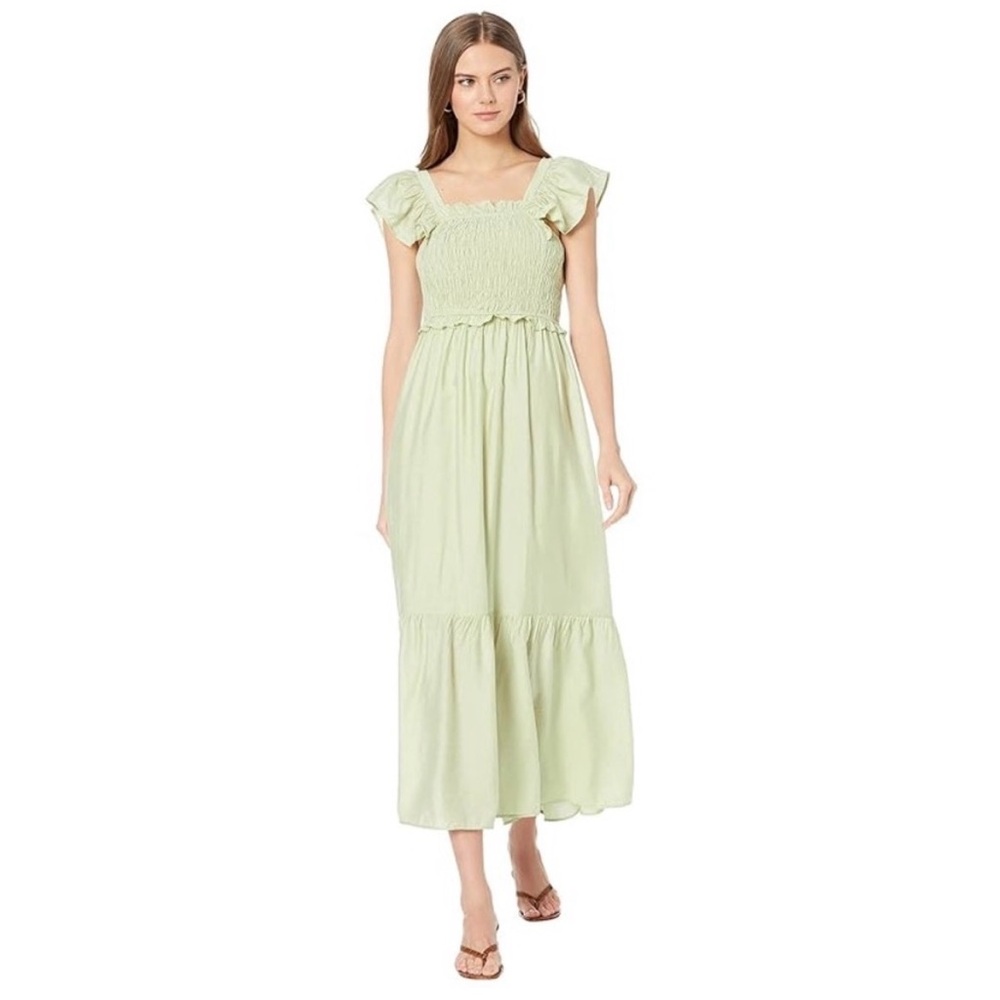 Moon River Green Smocked Dress